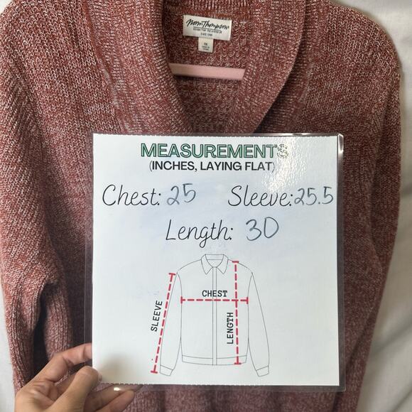 VTG. Norm‎ Thompson Sweater Linen Cotton Blend Women’s 1X Red Orange Shawl - Picture 3 of 7